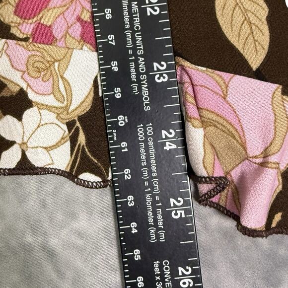 Vtg Y2K Ruffle babydoll Top sz M V-Neck asymetrical pink brown USA Fairy indie - Picture 5 of 8